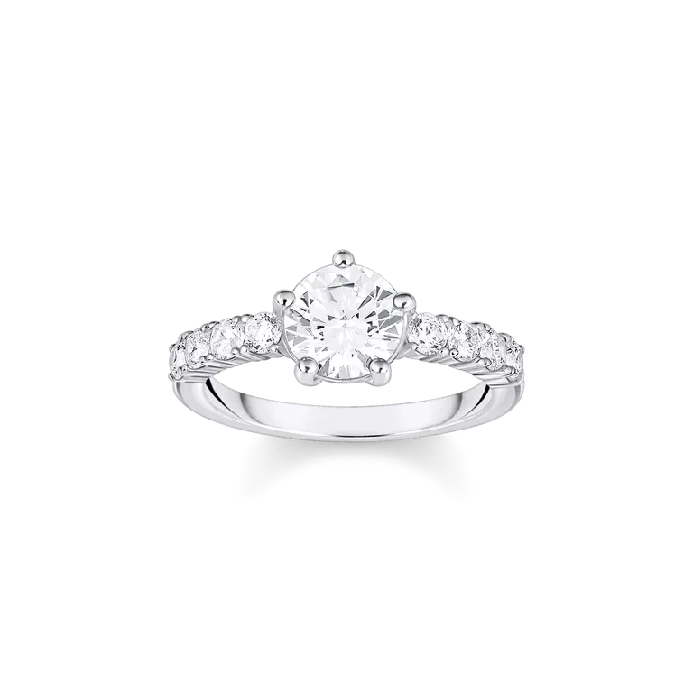 Thomas Sabo Silver solitaire ring with white zirconia