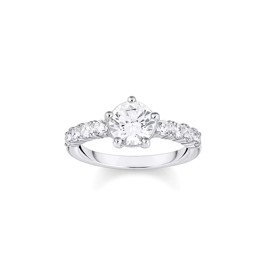Thomas Sabo Silver solitaire ring with white zirconia