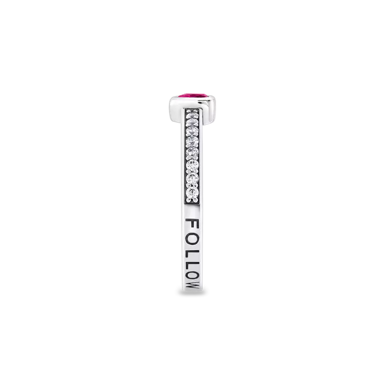 THOMAS SABO SILVER SOLITAIRE RING WITH RED HEART-SHAPED STONE