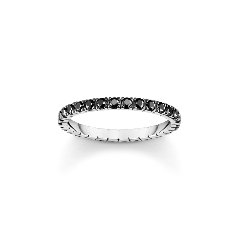 Thomas Sabo Sterling Silver Black Zirconia Delicate Ring