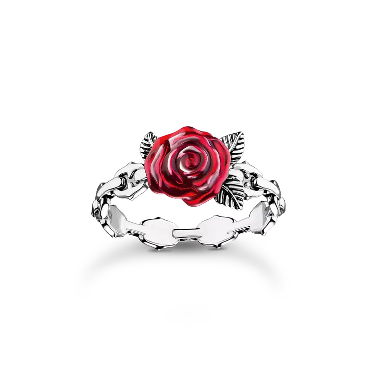 Thomas Sabo Sterling Silver Red Rose Romance Ring