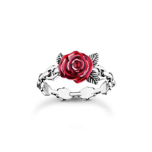 Thomas Sabo Sterling Silver Red Rose Romance Ring