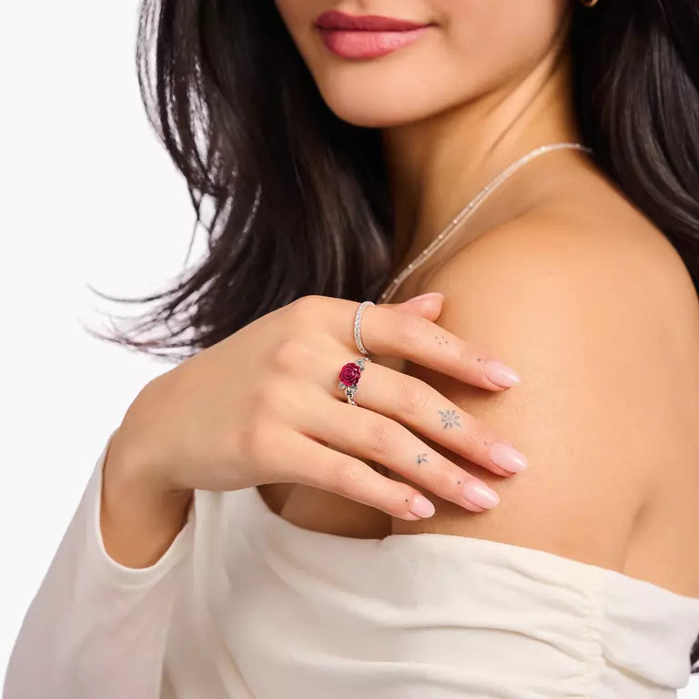 Thomas Sabo Sterling Silver Red Rose Romance Ring