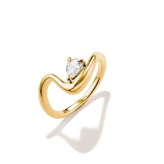 Thomas Sabo 18ct Gold on Silver Ring with Teardrop White Zirconia