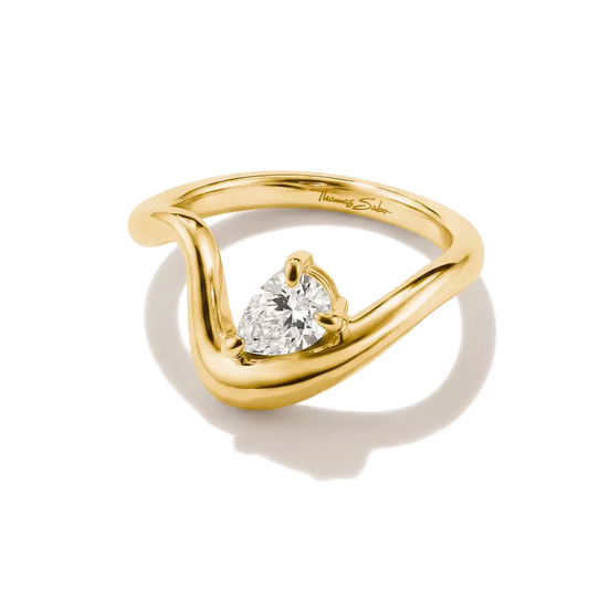Thomas Sabo 18ct Gold on Silver Ring with Teardrop White Zirconia