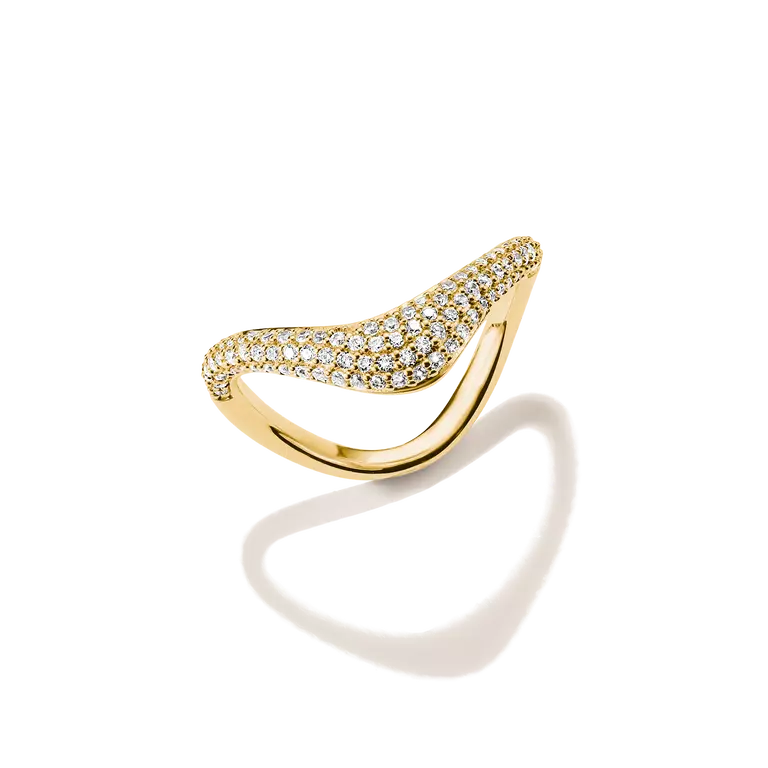 Thomas Sabo 18ct Gold on Silver Wave Ring with White Zirconia