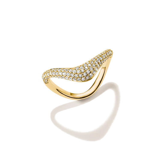 Thomas Sabo 18ct Gold on Silver Wave Ring with White Zirconia