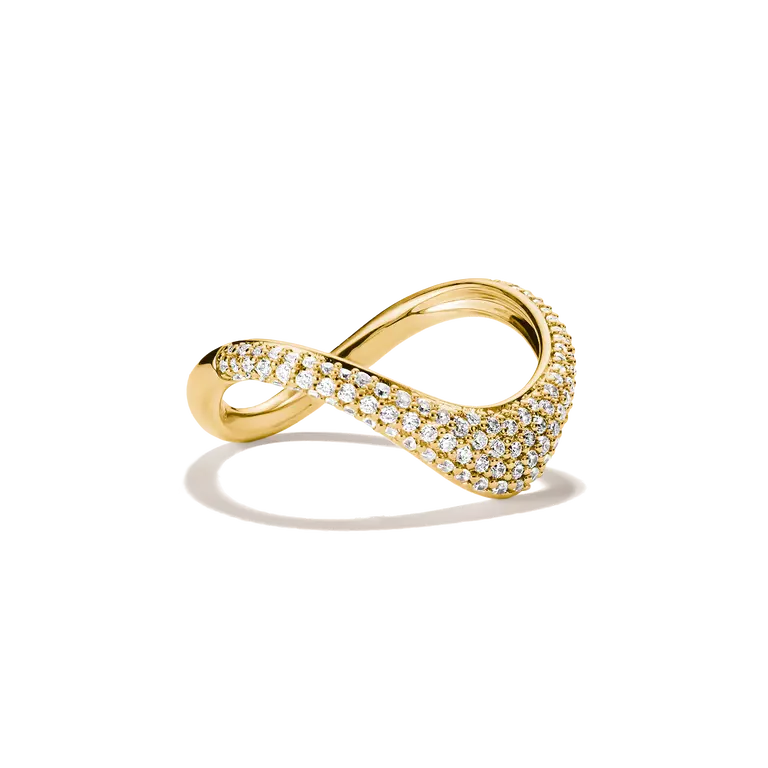Thomas Sabo 18ct Gold on Silver Wave Ring with White Zirconia