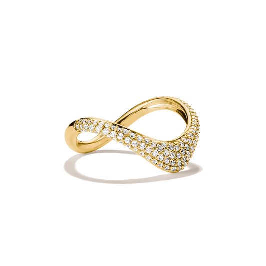 Thomas Sabo 18ct Gold on Silver Wave Ring with White Zirconia