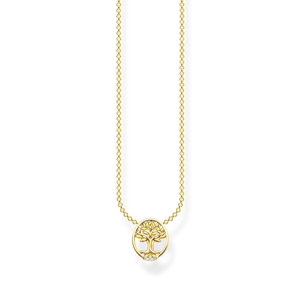 TREE OF LOVE WITH WHITE STONES 18CT GOLD ON SILVER PENDANT