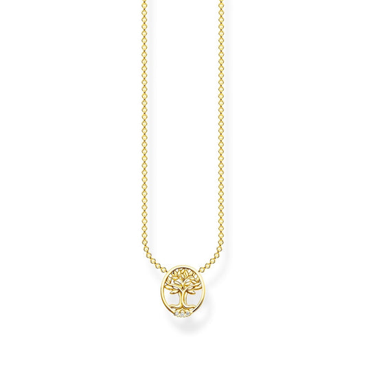 TREE OF LOVE WITH WHITE STONES 18CT GOLD ON SILVER PENDANT