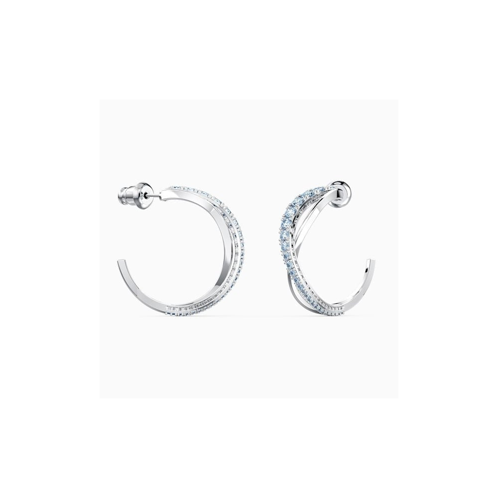 TWIST MINI HOOP BLUE CRYSTAL EARRINGS