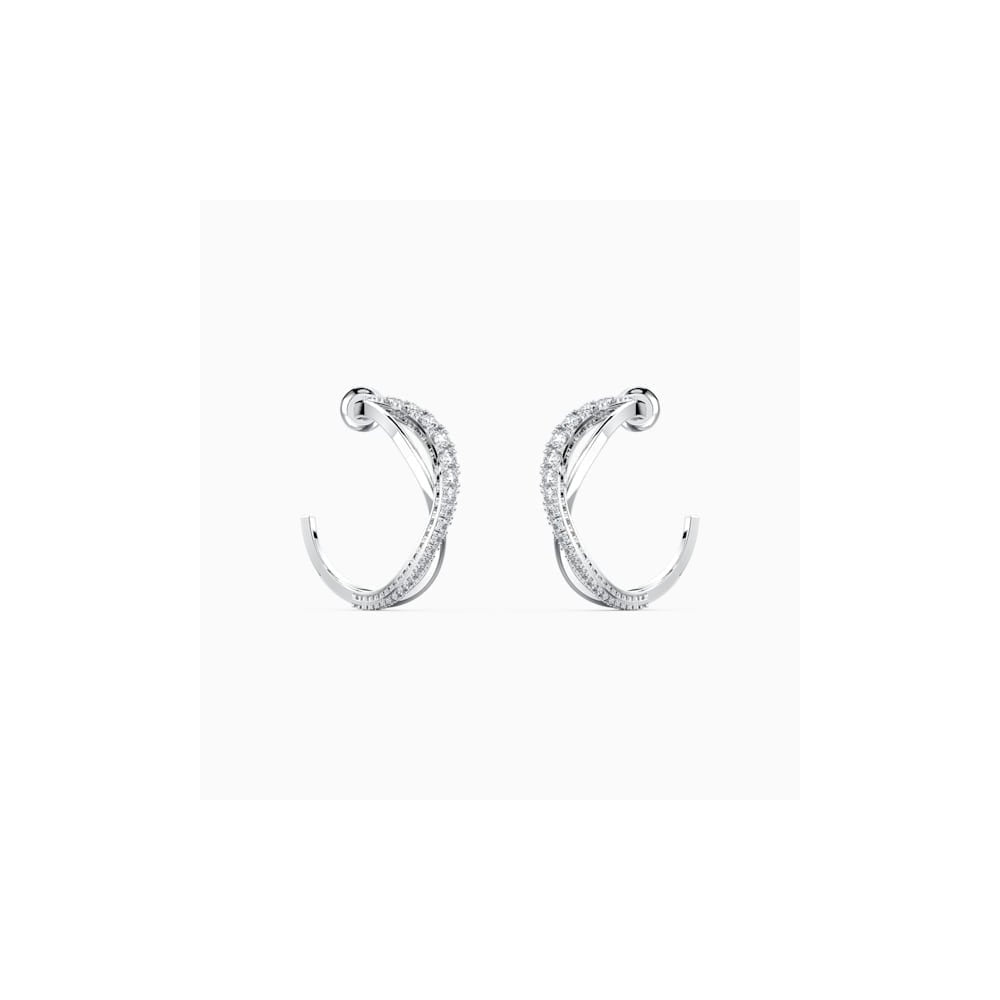 TWIST MINI HOOP EARRINGS WITH WHITE CRYSTAL