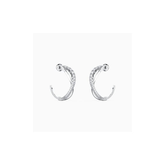 TWIST MINI HOOP EARRINGS WITH WHITE CRYSTAL