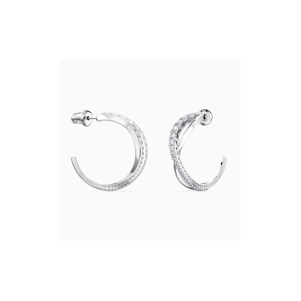 TWIST MINI HOOP EARRINGS WITH WHITE CRYSTAL