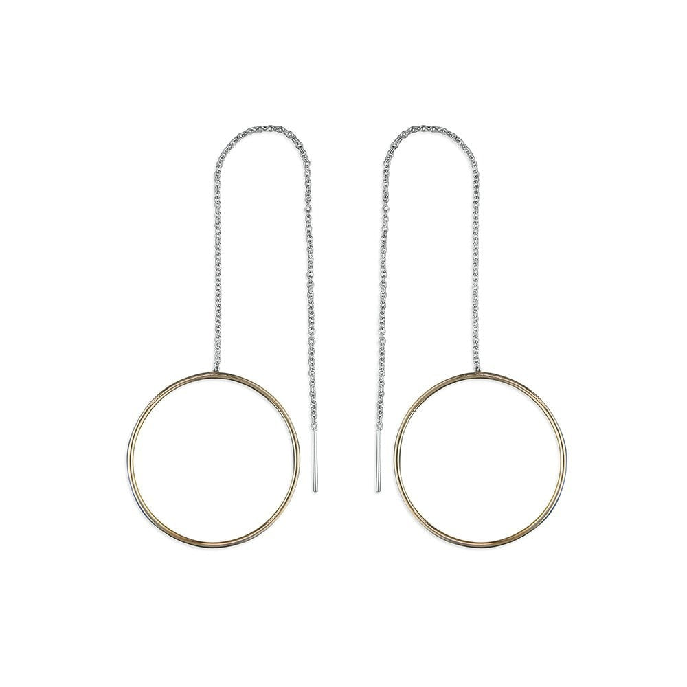 TWO TONE STERLING SILVER & ROSE GOLD VERMEIL DROP EARRINGS
