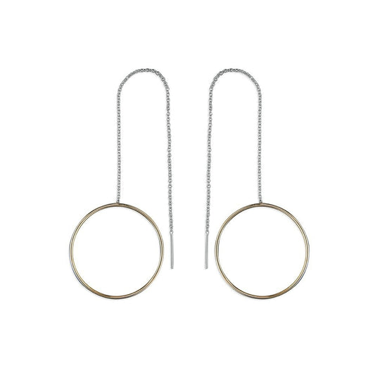 TWO TONE STERLING SILVER & ROSE GOLD VERMEIL DROP EARRINGS
