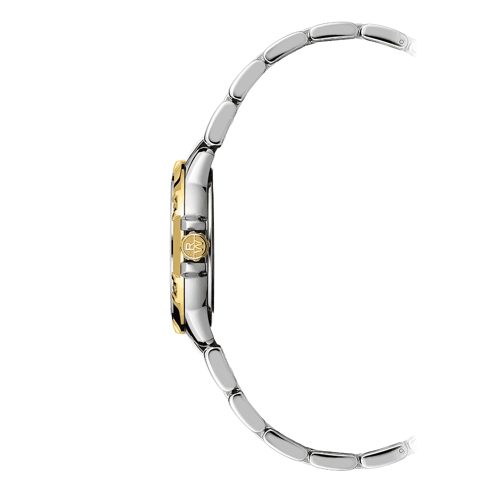 Tango Classic Ladies Quartz Two-Tone Gold Steel Bracelet Watch, 30mm stainless steel bracelet, white dial, Roman numerals, yellow gold PVD