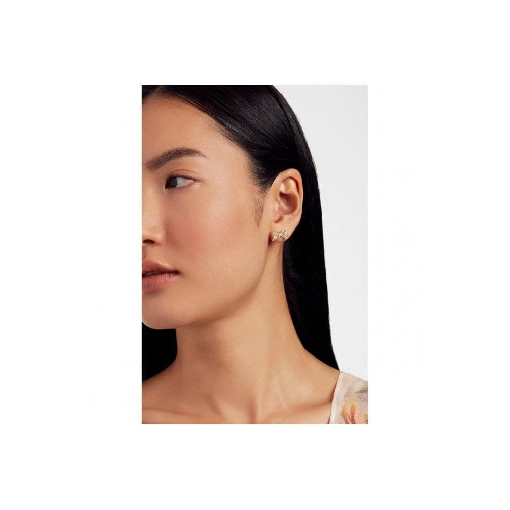 Ted Baker Barseta Gold Tone, Clear Crystal Bow Stud Earrings 