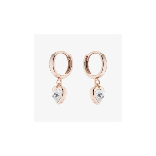 Ted Baker HANNIY Rose Gold Tone Crystal Heart Huggie Hoop Earrings 