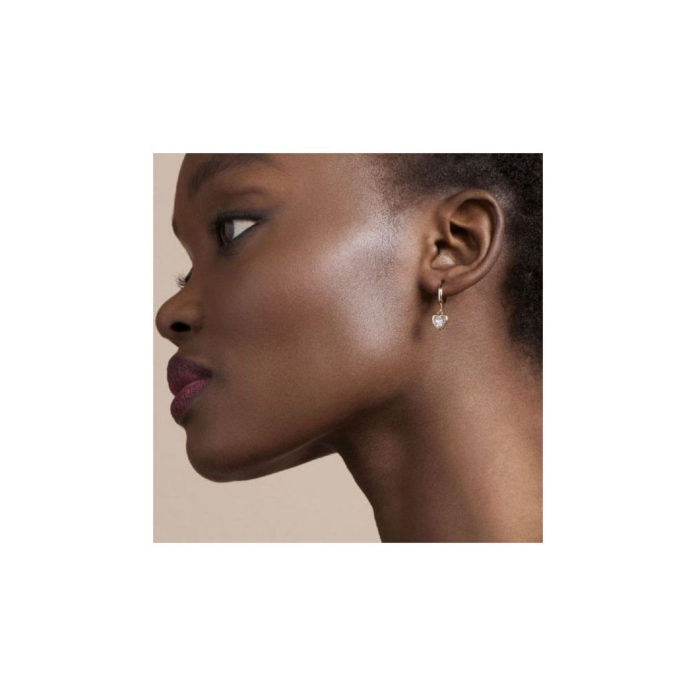 Ted Baker HANNIY Rose Gold Tone Crystal Heart Huggie Hoop Earrings 