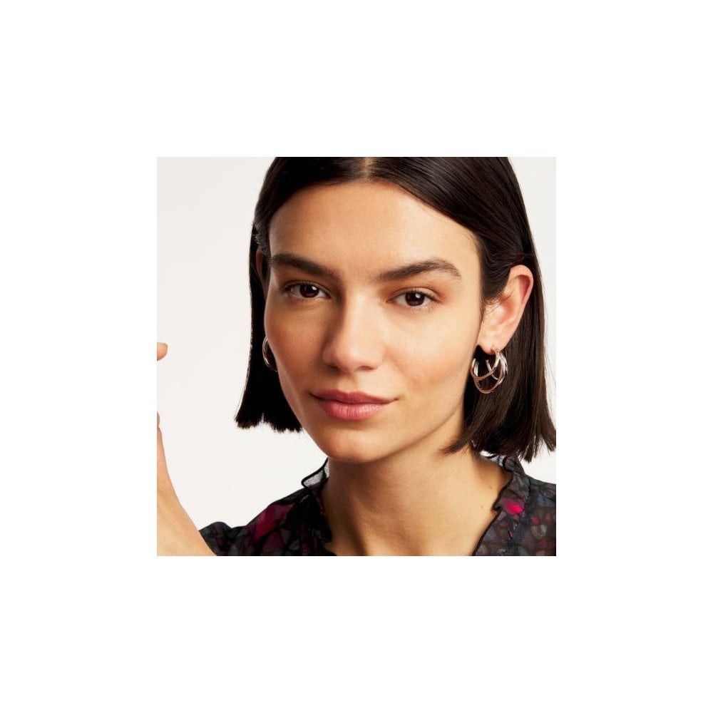 Ted Baker HENRETA Silver Tone Triple Hoop Earrings 
