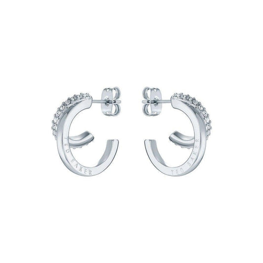 Ted Baker Hoopla Silver Plated Open Crystal Set Double Hoop Earrings