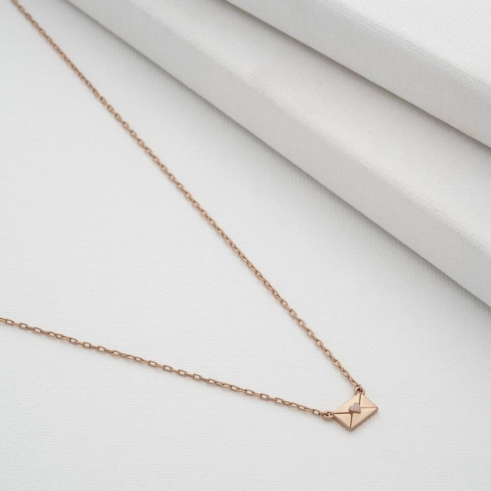 Ted Baker LARESSA Rose Gold Tone Enamel Love Letter Necklace 