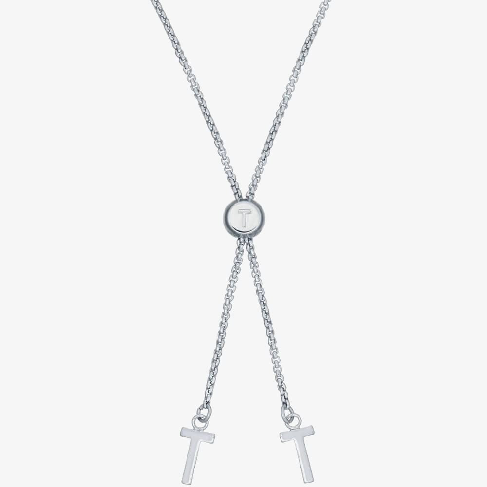 Ted Baker SARAIO Silver Tone Sparkle Bar Drawstring Bracelet 