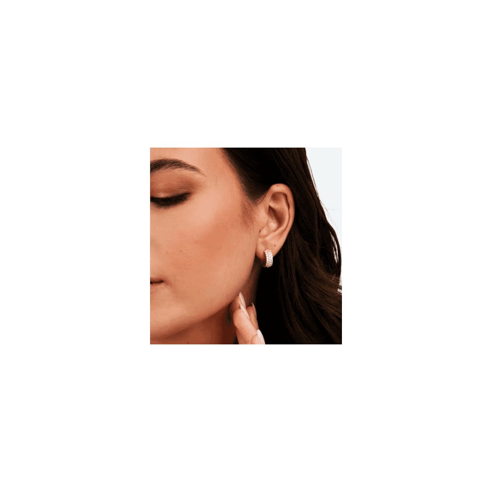 Tesori Huggie earrings 925 silver white cz with 18k gold plating