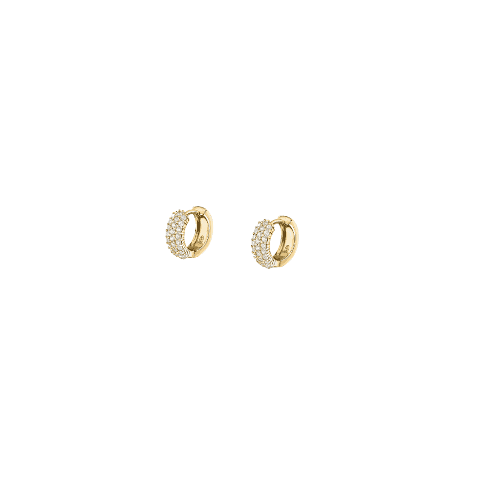 Tesori Huggie earrings 925 silver white cz with 18k gold plating