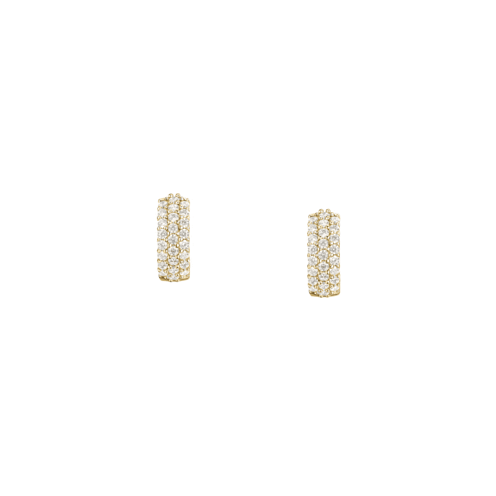 Tesori Huggie earrings 925 silver white cz with 18k gold plating