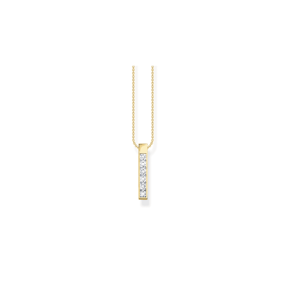 Thomas Sabo Gold On Silver Cuboid with White Stones Pendant