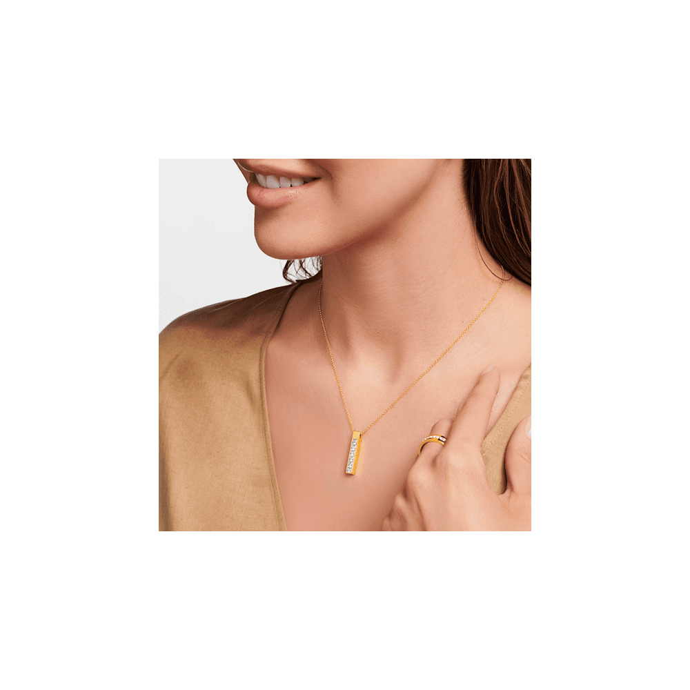 Thomas Sabo Gold On Silver Cuboid with White Stones Pendant