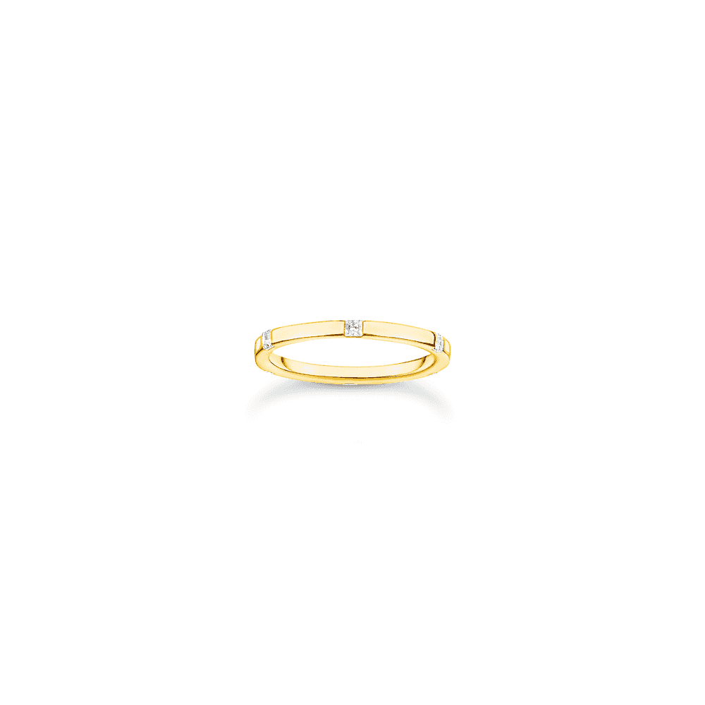 Thomas Sabo Gold On Silver Ring With White Stones