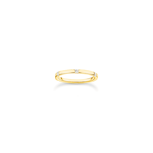 Thomas Sabo Gold On Silver Ring With White Stones