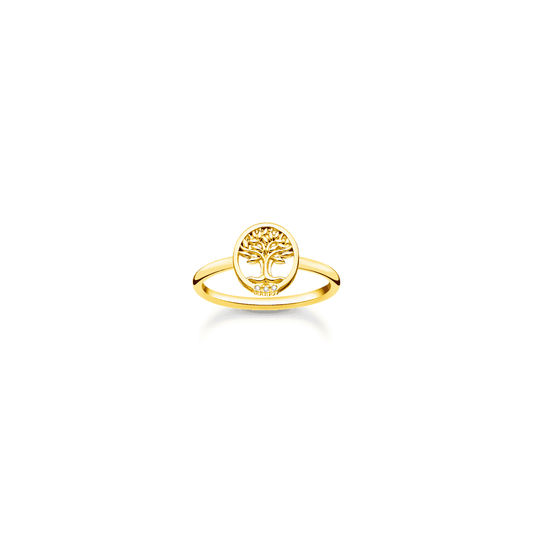 Thomas Sabo Gold On Silver Tree of Life Ring with White Stones
