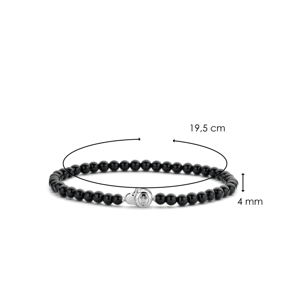 TiSento black beaded bracelet with sterling silver logo clasp
