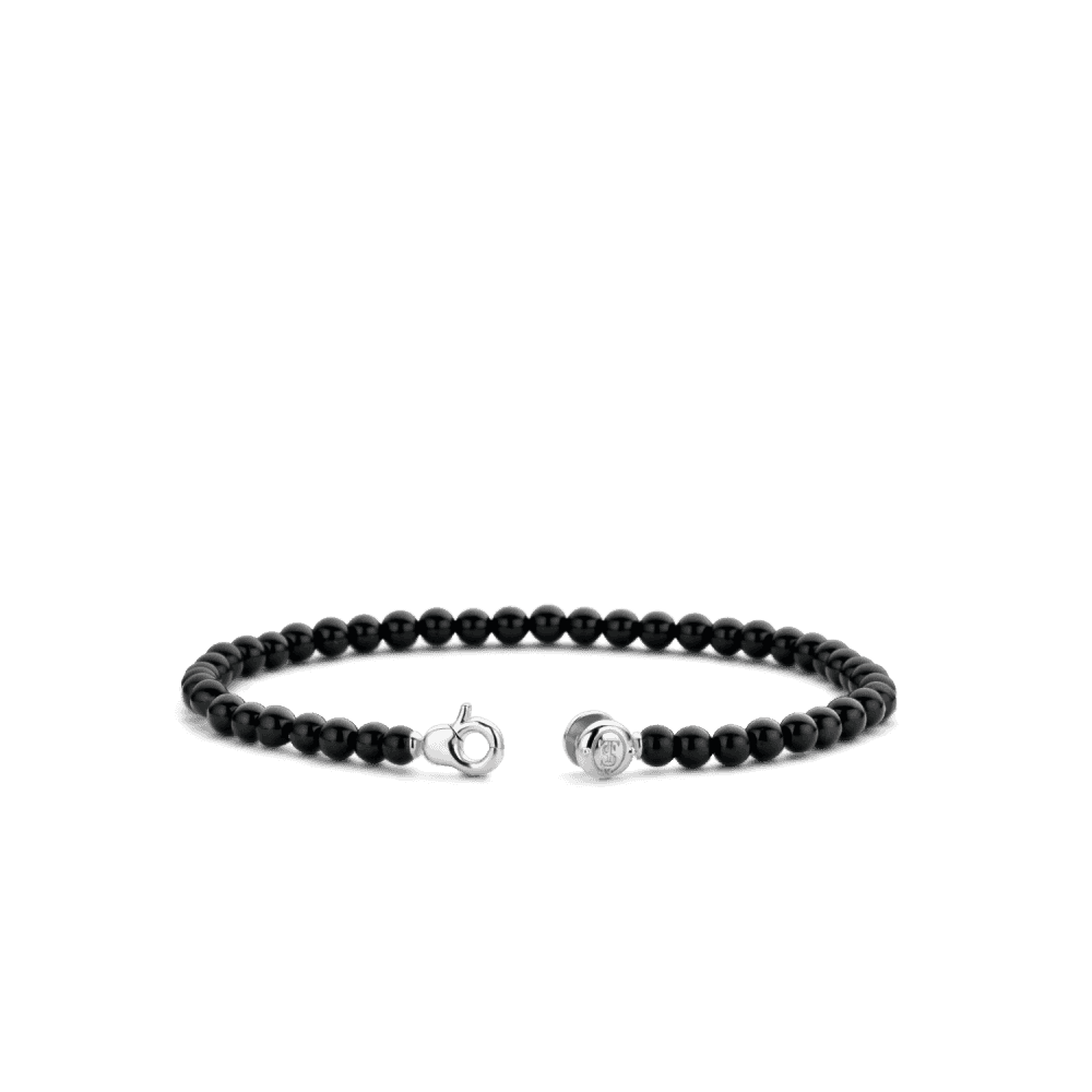 TiSento black beaded bracelet with sterling silver logo clasp