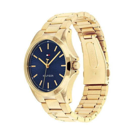 Tommy Hilfiger 43mm Blue Dial Gold Tone Stainless Steel Bracelet Watch
