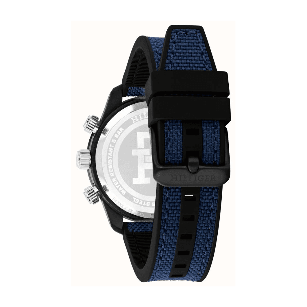Tommy Hilfiger Carbon Composite Chronograph (42mm) Dark Blue Dial Gents Blue Rubber Strap Watch