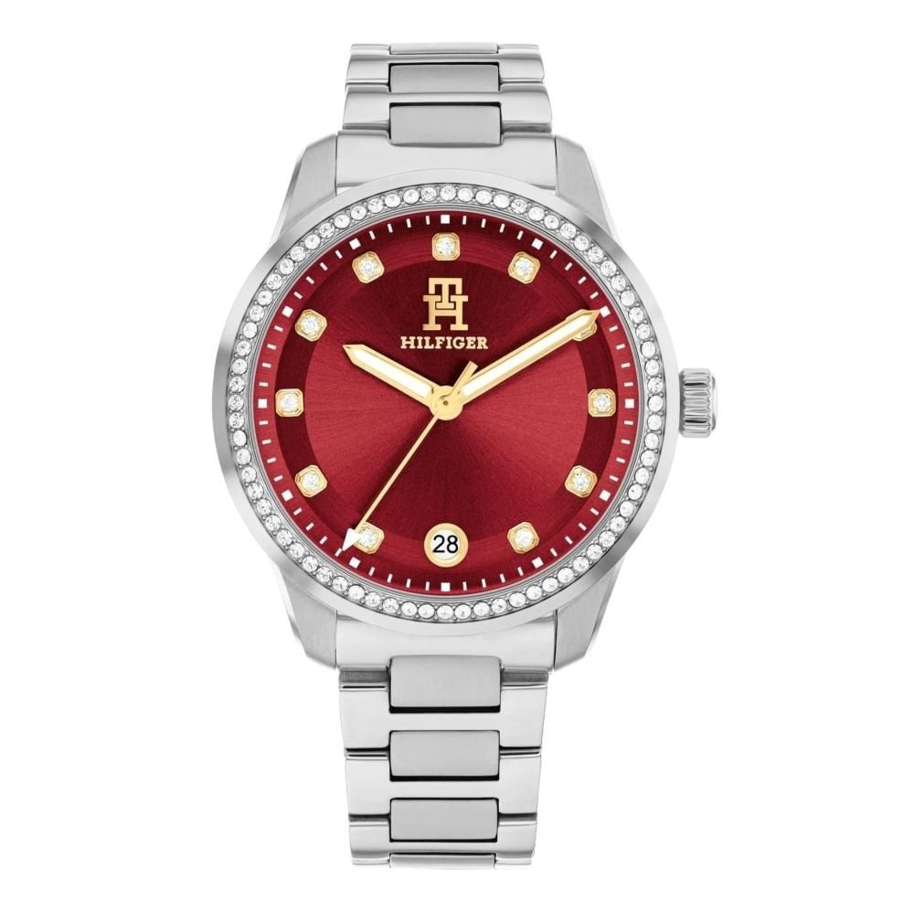Tommy Hilfiger Cherry Red Dial Ladies Stainless Steel Watch