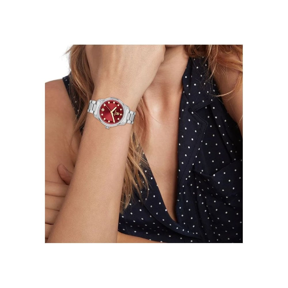 Tommy Hilfiger Cherry Red Dial Ladies Stainless Steel Watch