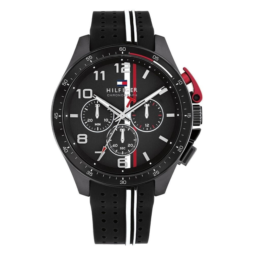 Tommy Hilfiger Chronograph Gents Black Silicone Watch