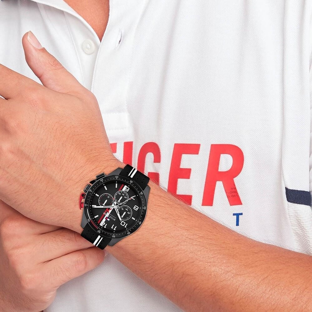 Tommy Hilfiger Chronograph Gents Black Silicone Watch