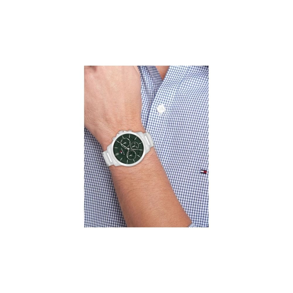 Tommy Hilfiger Chronograph, Green Dial Gents Stainless Steel Watch