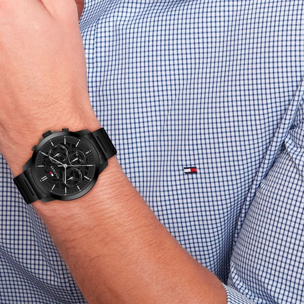Tommy Hilfiger Henry Chronograph Black Ionised Gents Stainless Steel Watch