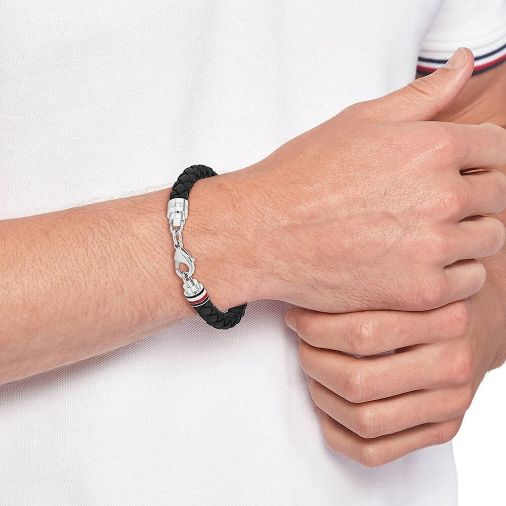 Tommy Hilfiger Iconic Black Braided Leather Bracelet – Adams Jewellers