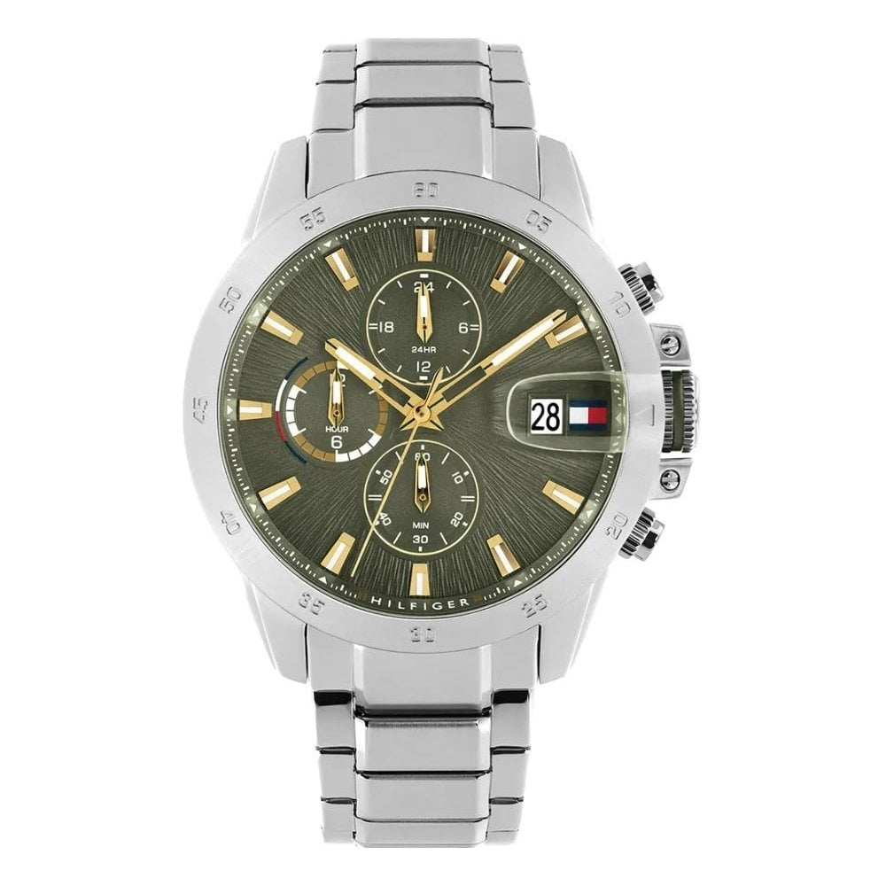 Tommy Hilfiger Jameson, Olive Green Dial, Chronograph, Gents Stainless Steel Watch