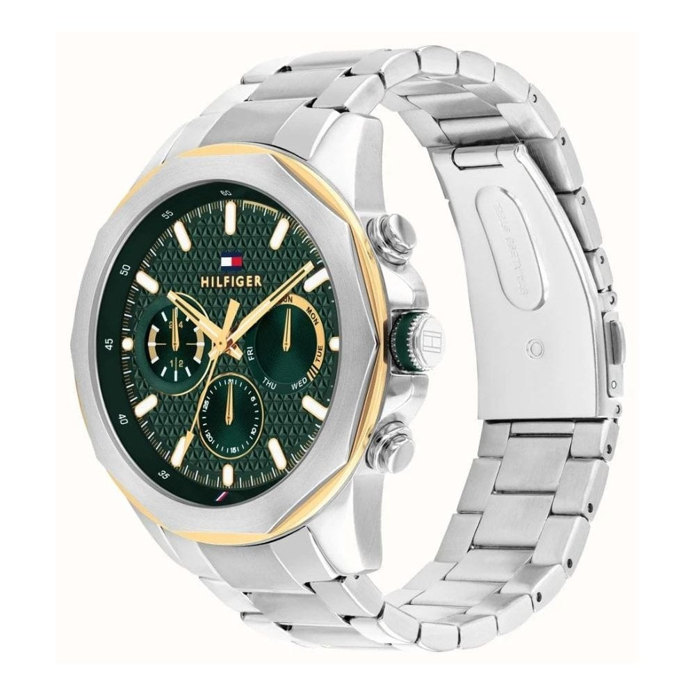 Tommy Hilfiger Lars , Two-Toned Multifunction Green Dial Gents Stainless Steel Watch